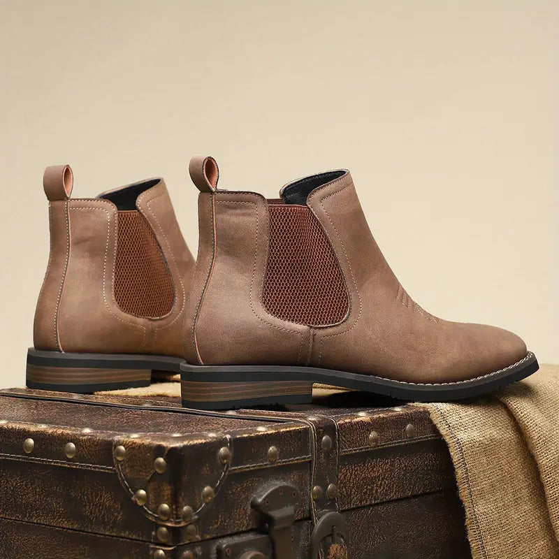Bottes en cuir pour homme à inserts élastiques latéraux, style italien