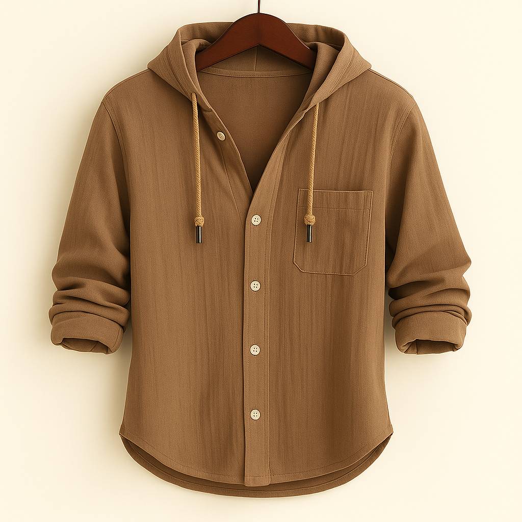 Chemise à capuche en coton doux pour homme, coupe regular