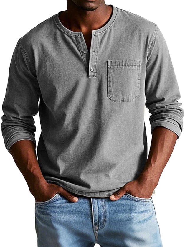 Chemise homme vintage à coupe décontractée, lignes épurées et boutons discrets