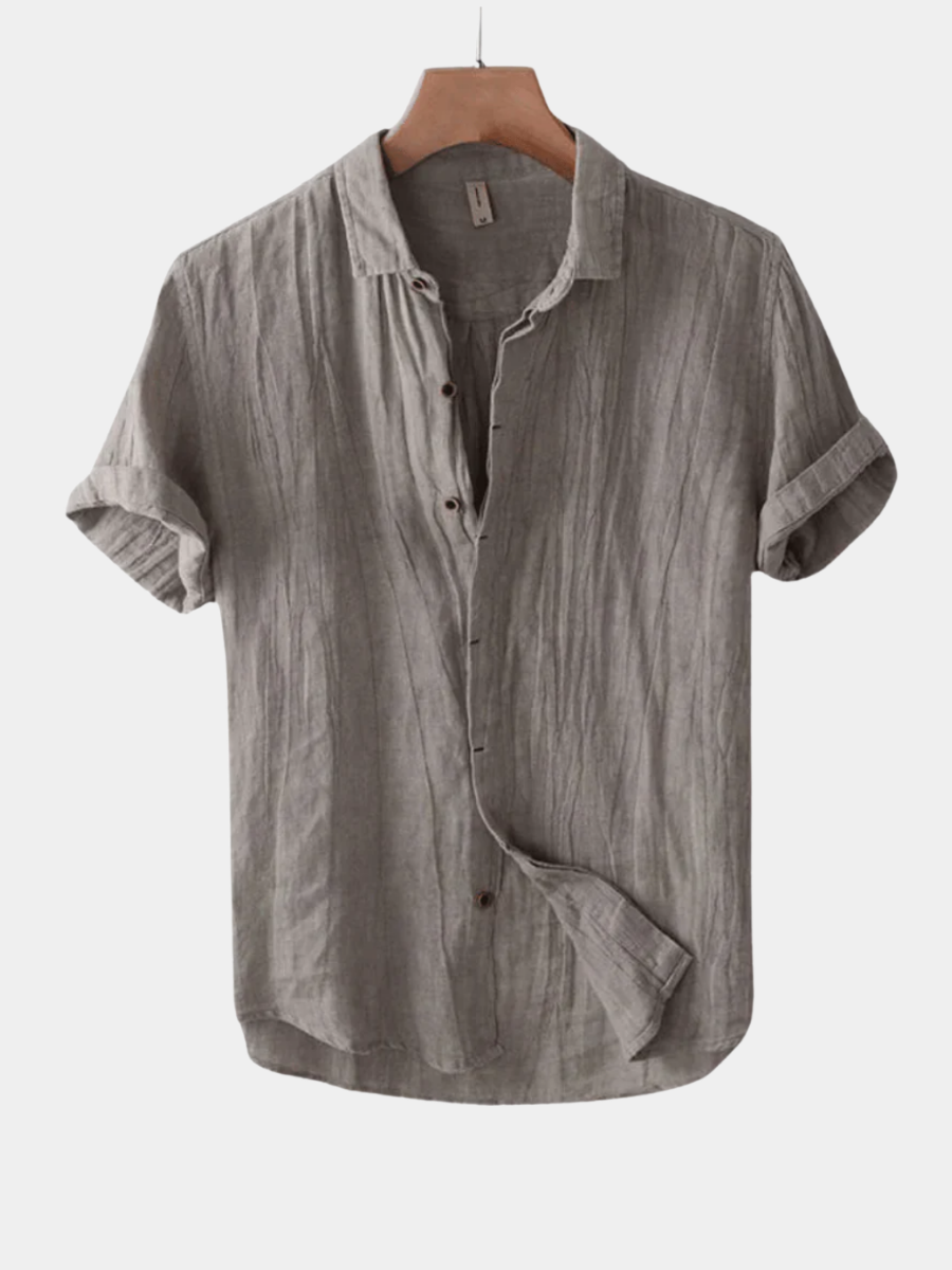 Chemise d'été en lin pour homme à coupe ajustée et boutonnage classique