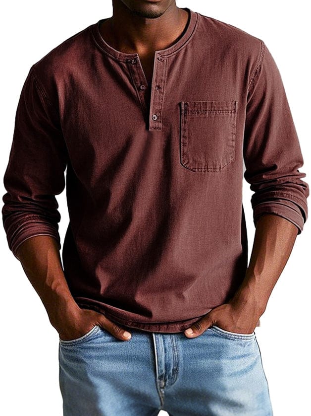 Chemise homme vintage à coupe décontractée, lignes épurées et boutons discrets