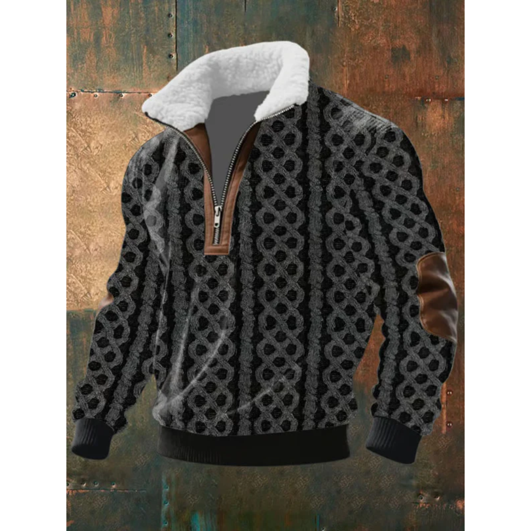 Pull à col haut en polaire pour homme, coupe épurée et col doublé