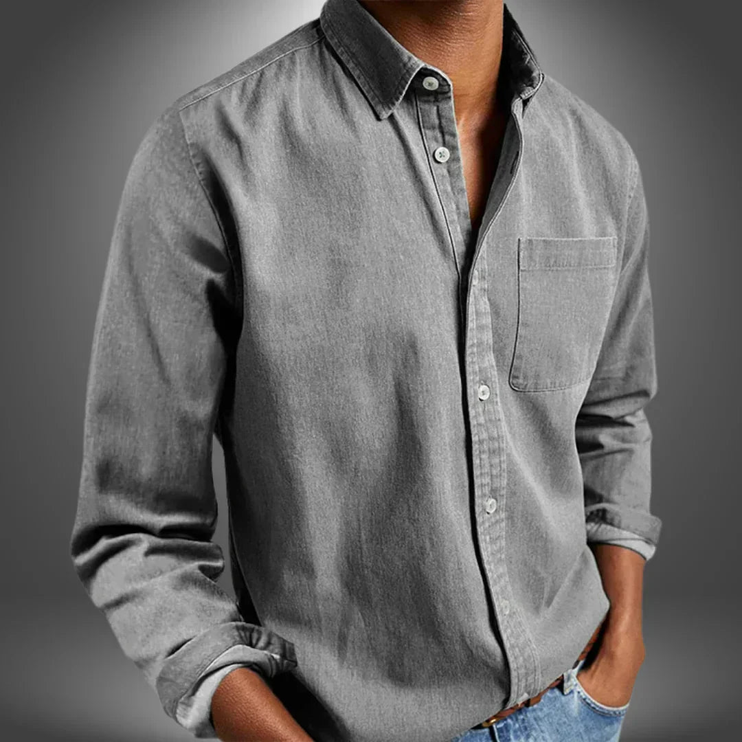 Chemise artisanale pour homme à col ouvert et coupe classique