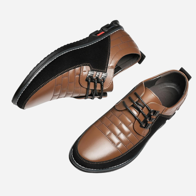 Chaussures homme en cuir perforé respirant avec semelle souple