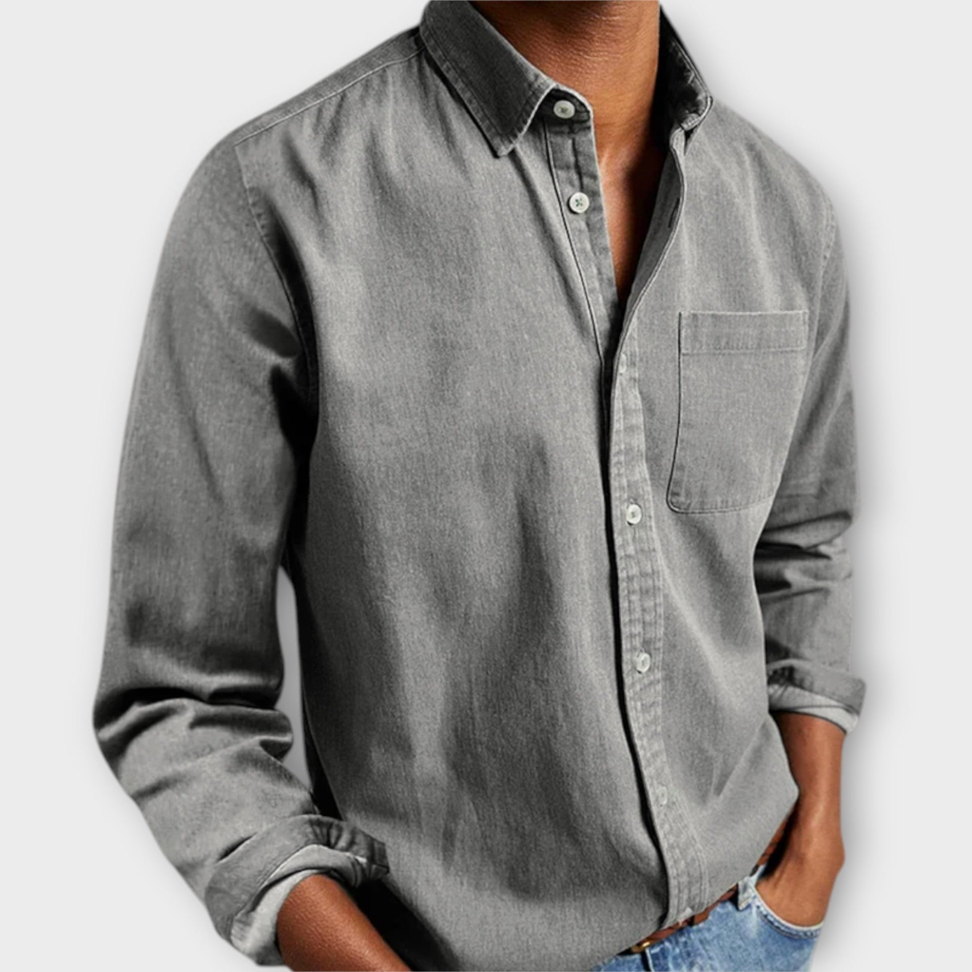 Chemise habillée pour homme à col boutonné en tissu respirant