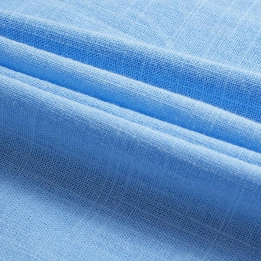 Chemise en lin pour homme à col classique et fermeture à quatre boutons