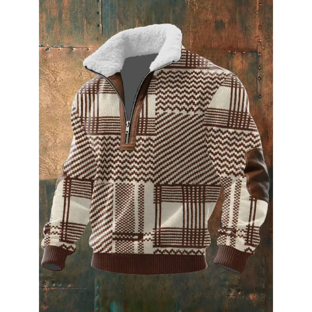 Pull à col haut en polaire pour homme, coupe épurée et col doublé