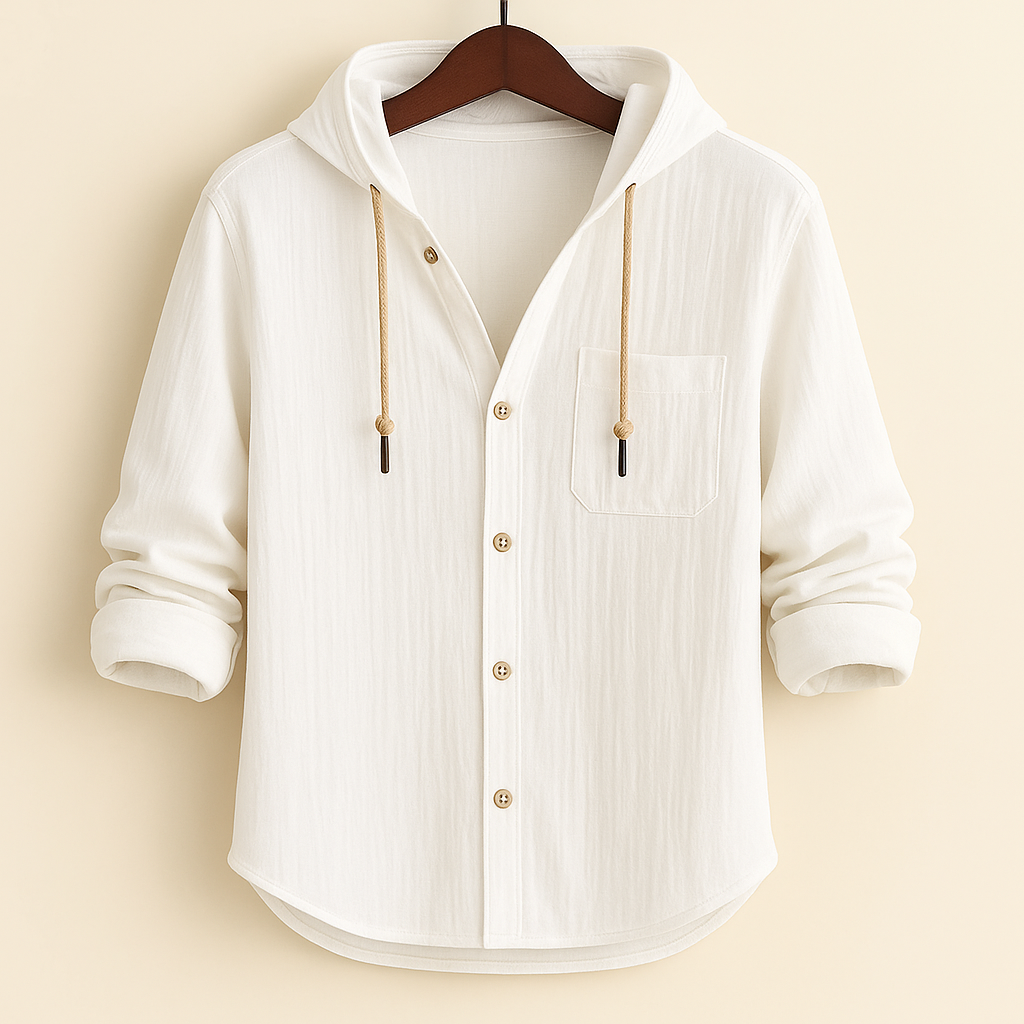 Chemise à capuche en coton doux pour homme, coupe regular