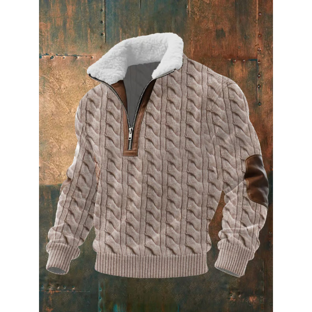 Pull à col haut en polaire pour homme, coupe épurée et col doublé
