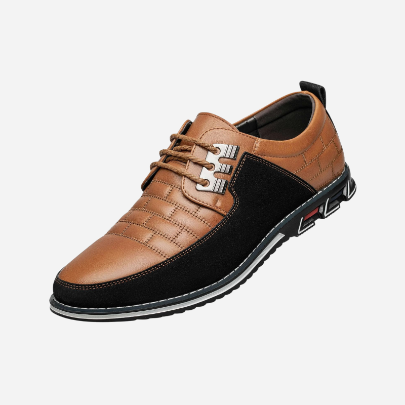 Chaussures homme en cuir perforé respirant avec semelle souple