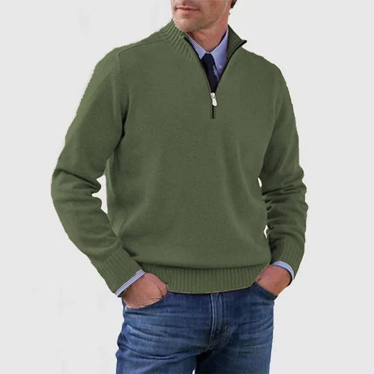 Pull à mi-zip en tricot pour homme, col structuré et coupe épurée