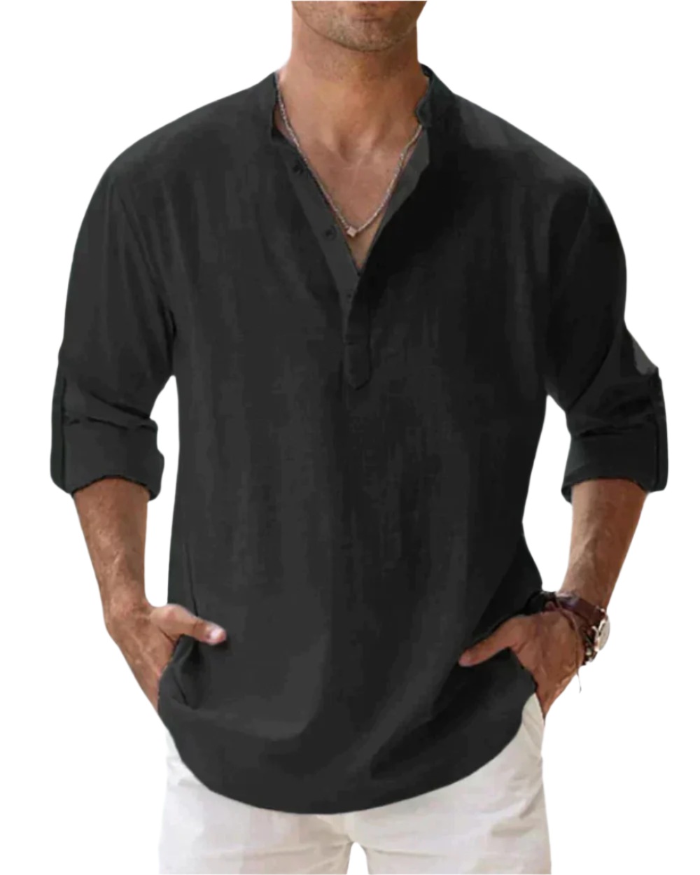 Chemise en coton à coupe ajustée pour homme, look classique et élégant