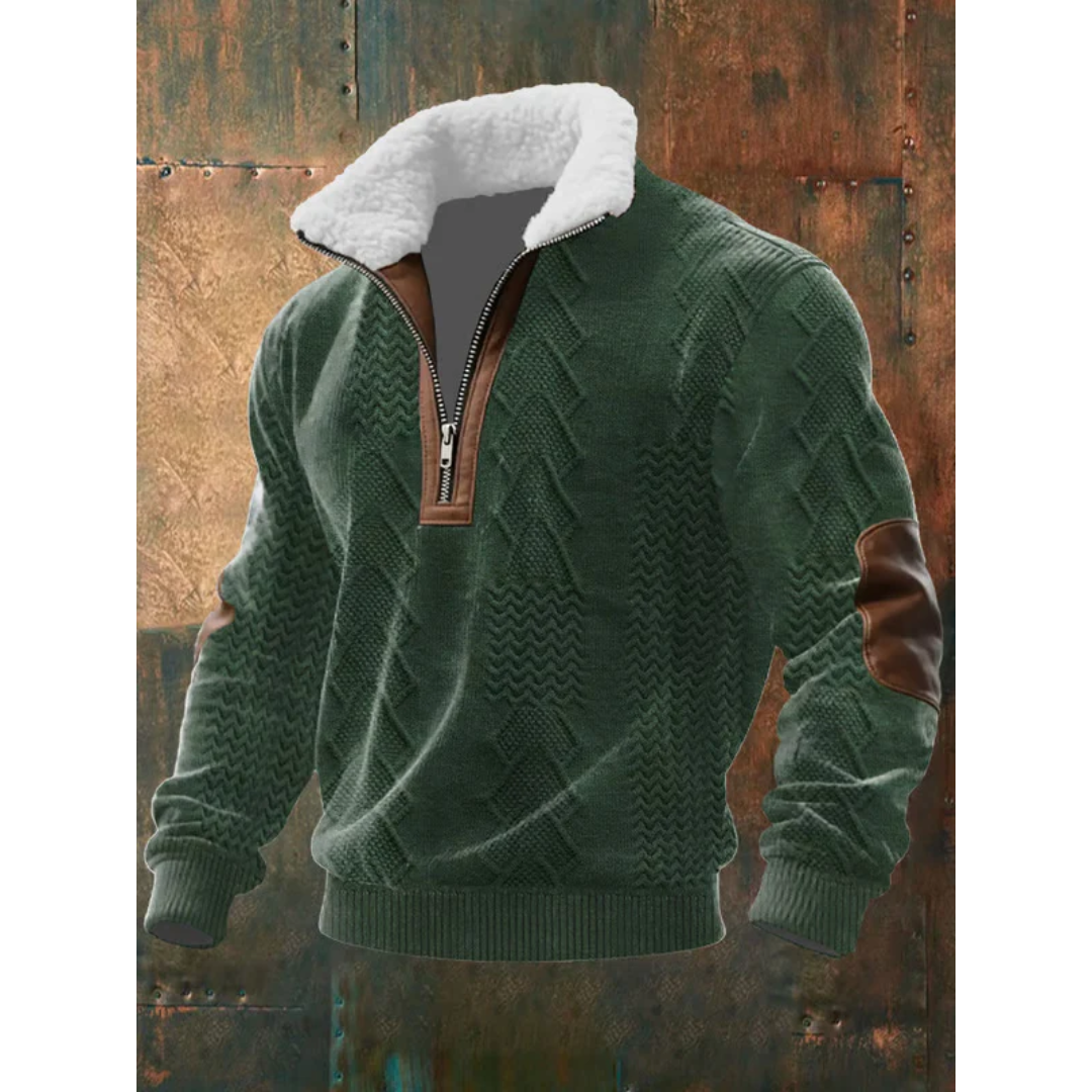 Pull à col haut en polaire pour homme, coupe épurée et col doublé