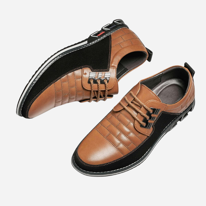 Chaussures homme en cuir perforé respirant avec semelle souple