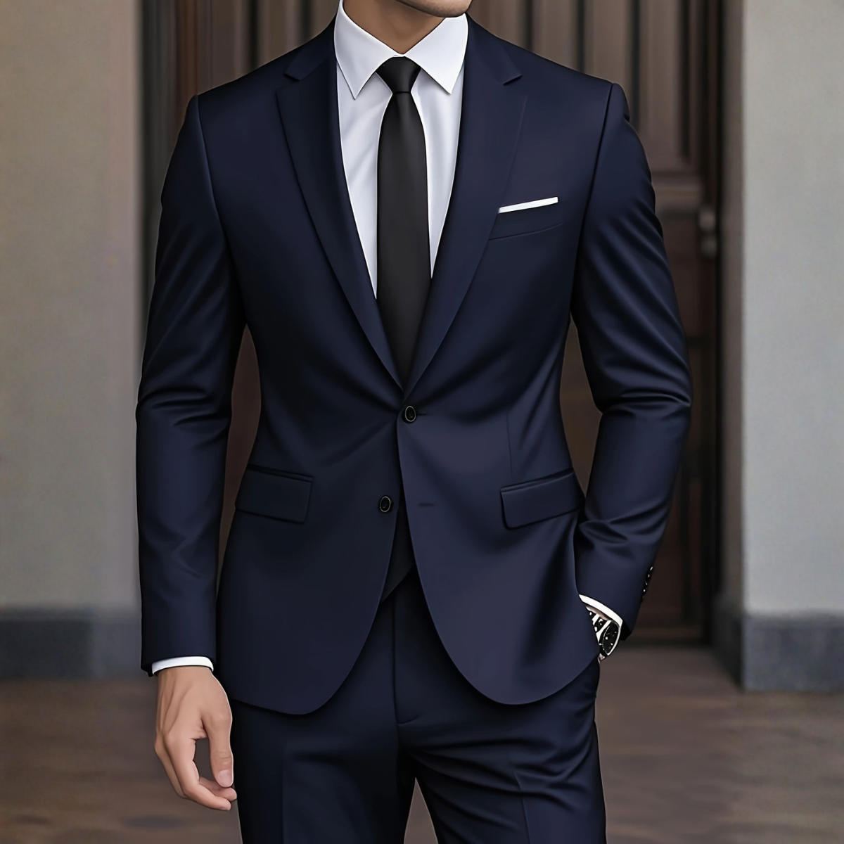 Costume deux pièces coupe slim pour homme en bleu marine