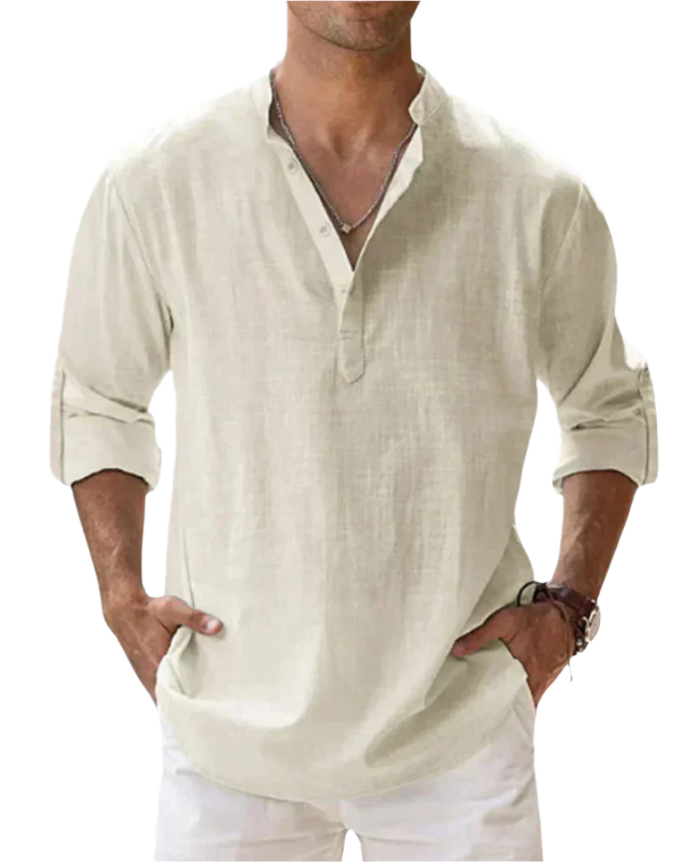 Chemise en coton à coupe ajustée pour homme, look classique et élégant