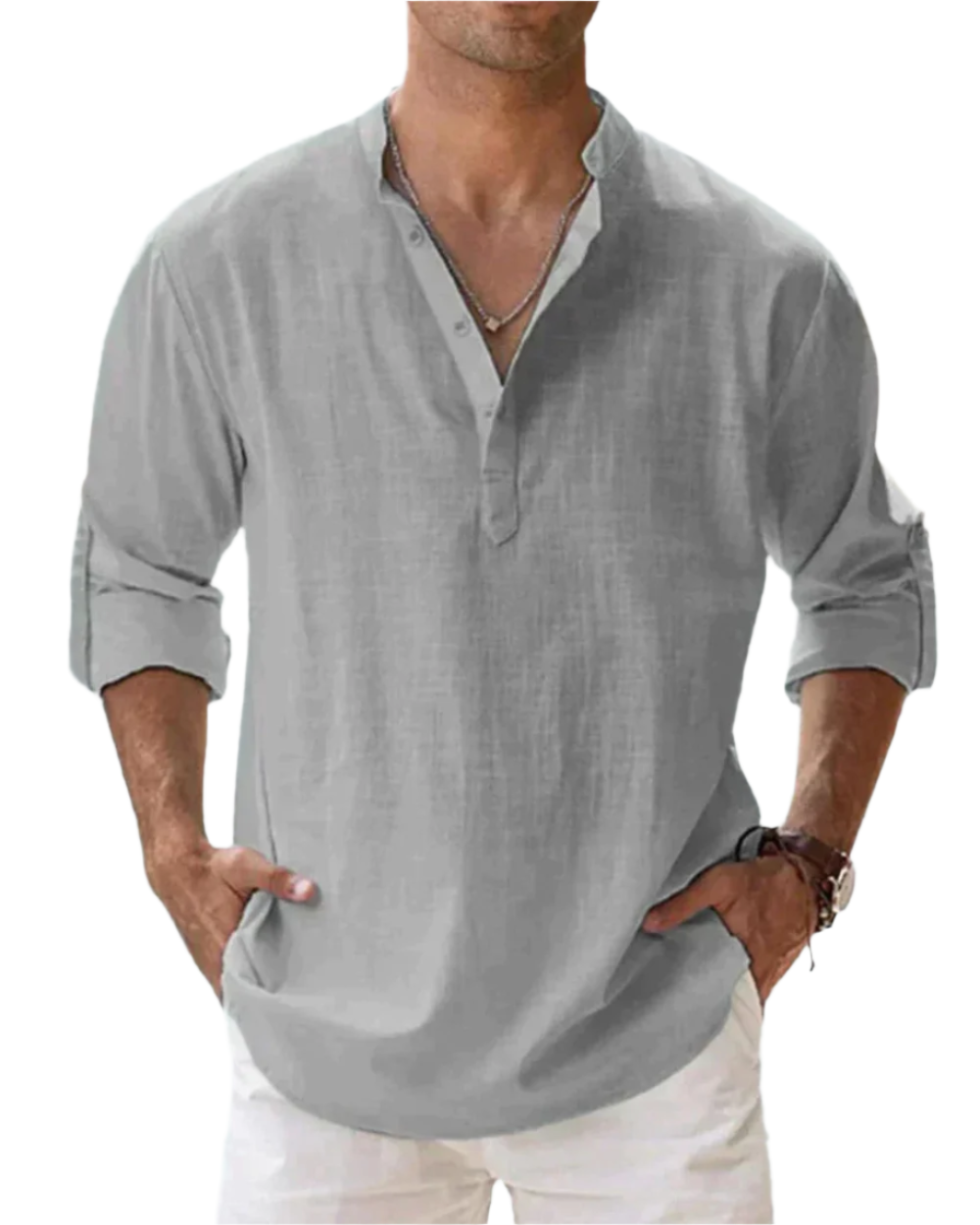 Chemise en coton à coupe ajustée pour homme, look classique et élégant