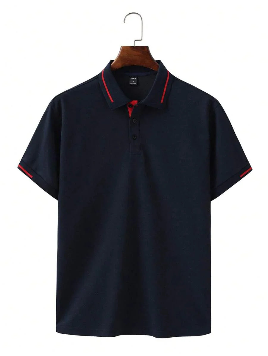 Polo pour homme en polyester à coupe classique avec détail de boutons