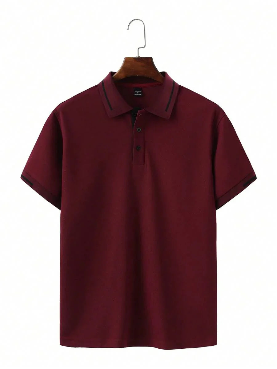 Polo pour homme en polyester à coupe classique avec détail de boutons