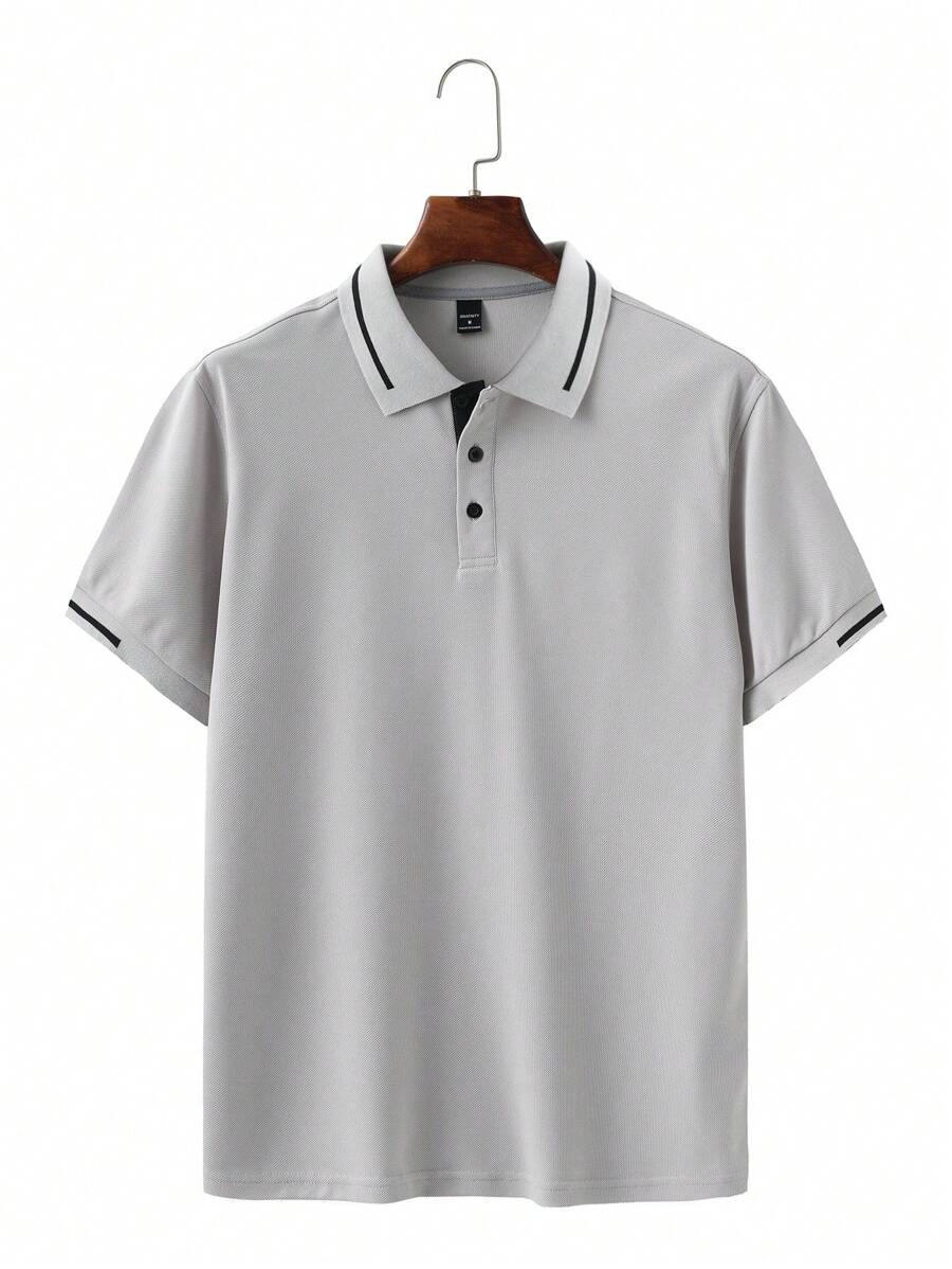 Polo pour homme en polyester à coupe classique avec détail de boutons