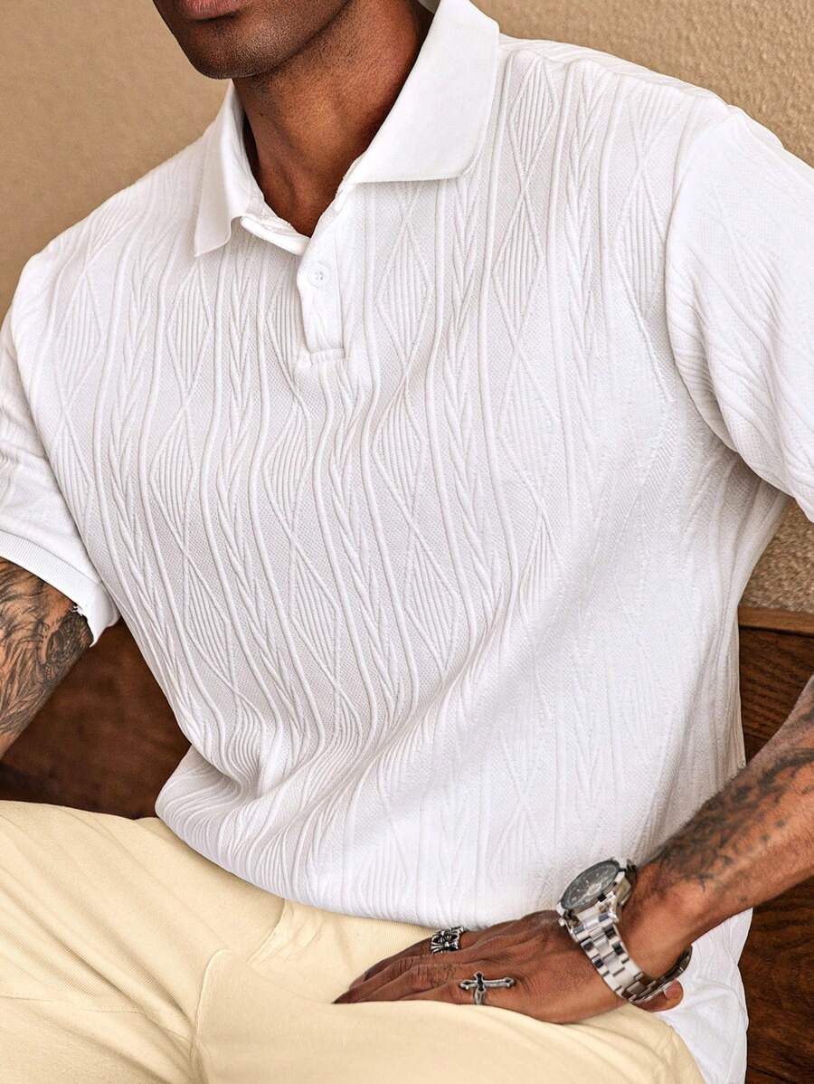 Polo d'été pour homme à boutons en maille extensible, coupe classique