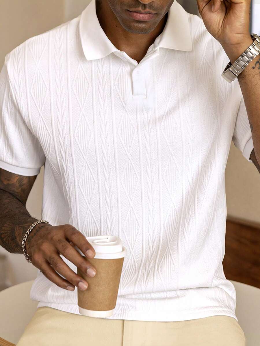 Polo d'été pour homme à boutons en maille extensible, coupe classique