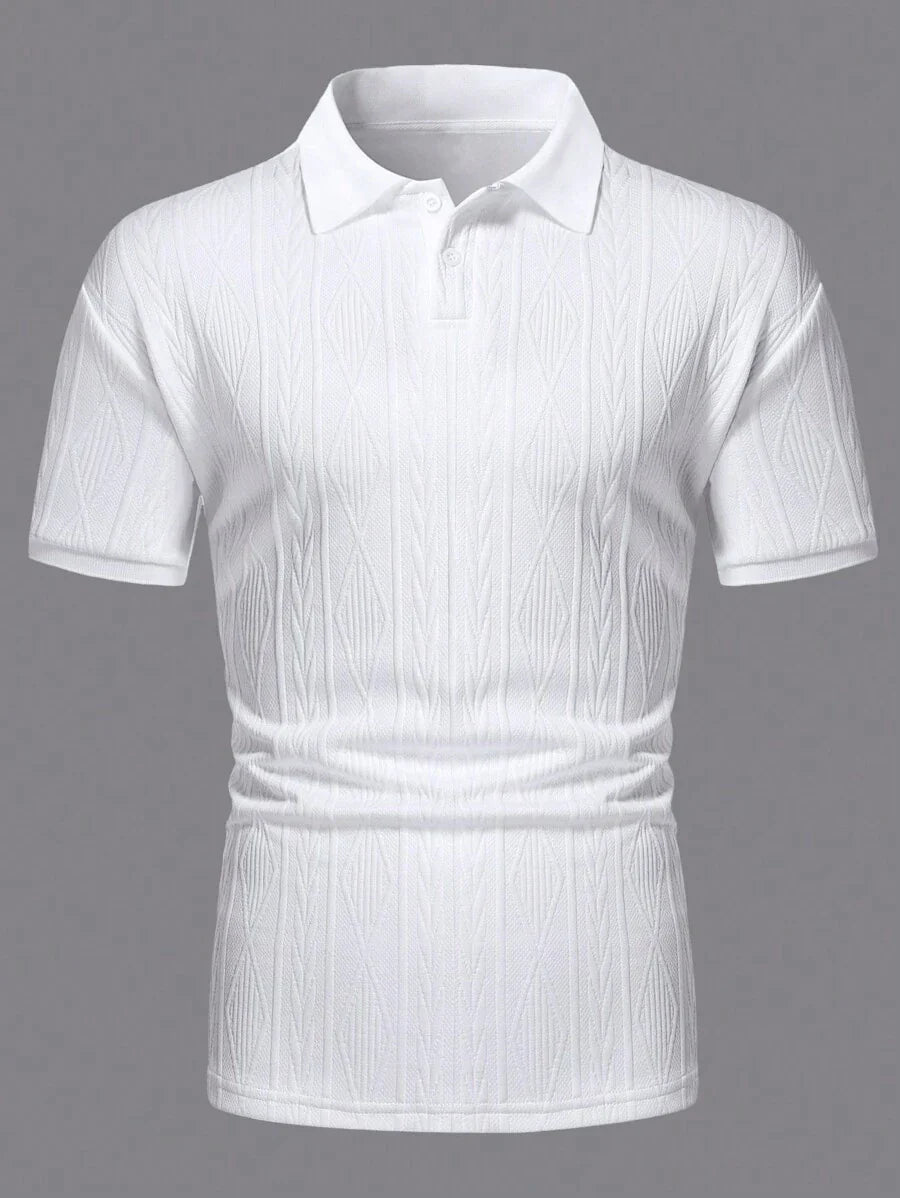 Polo d'été pour homme à boutons en maille extensible, coupe classique