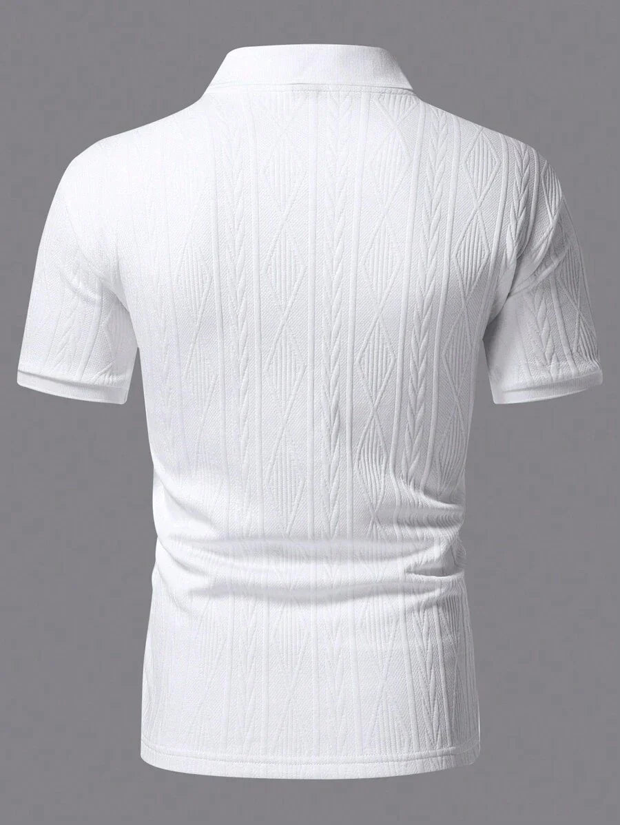 Polo d'été pour homme à boutons en maille extensible, coupe classique