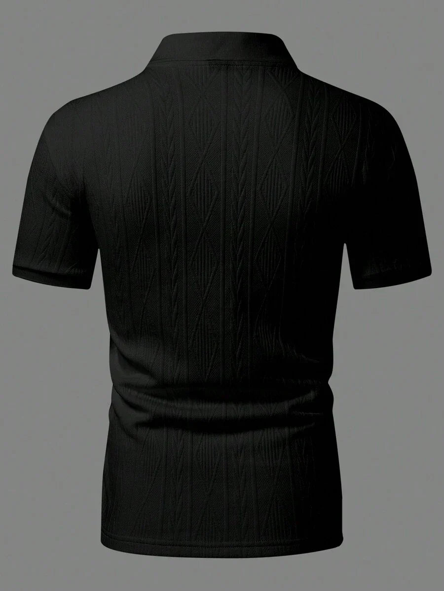 Polo d'été pour homme à boutons en maille extensible, coupe classique