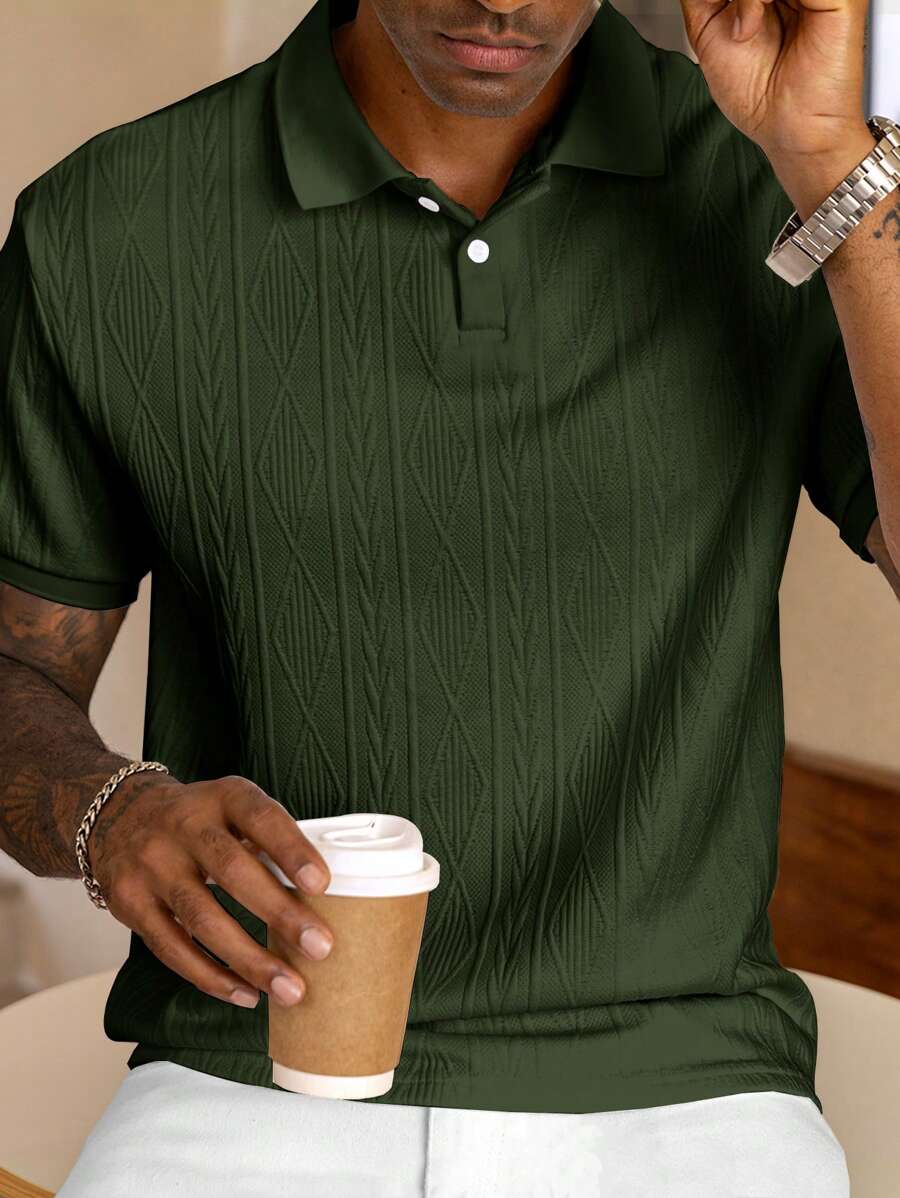 Polo d'été pour homme à boutons en maille extensible, coupe classique