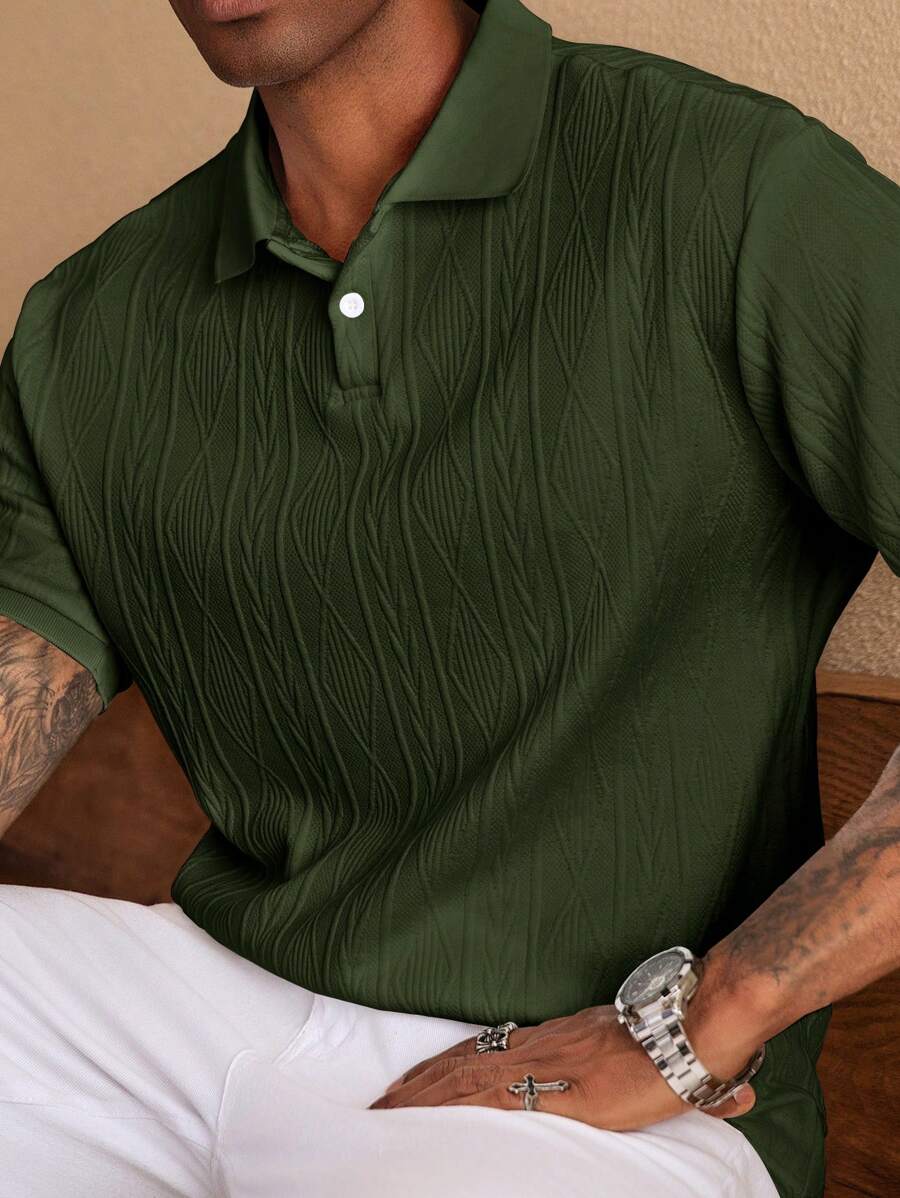 Polo d'été pour homme à boutons en maille extensible, coupe classique