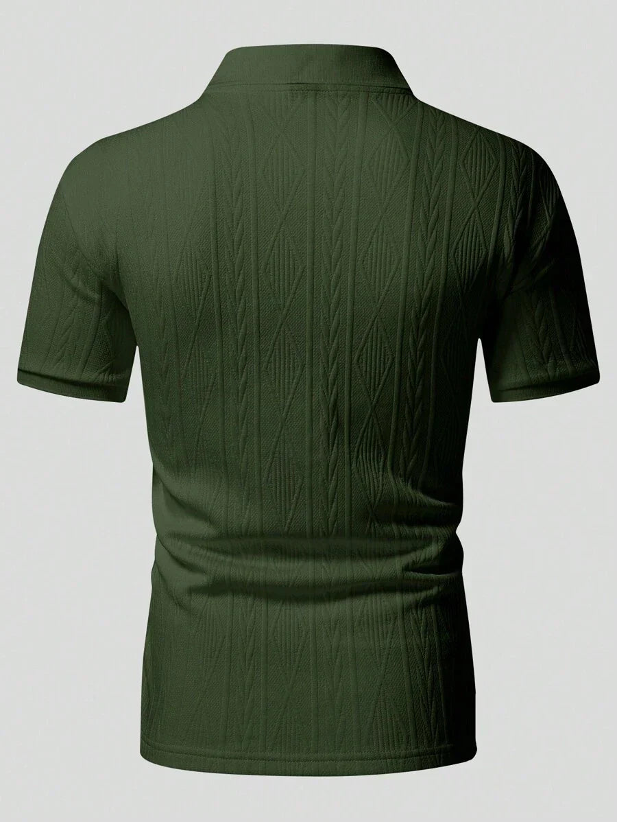 Polo d'été pour homme à boutons en maille extensible, coupe classique