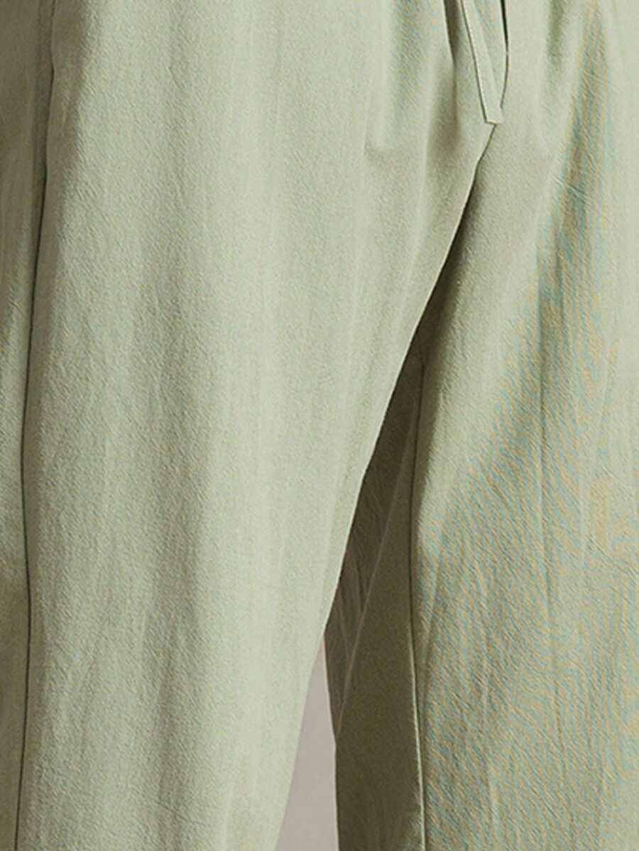 Pantalon d'été en coton pour homme à coupe fuselée avec cordon de taille