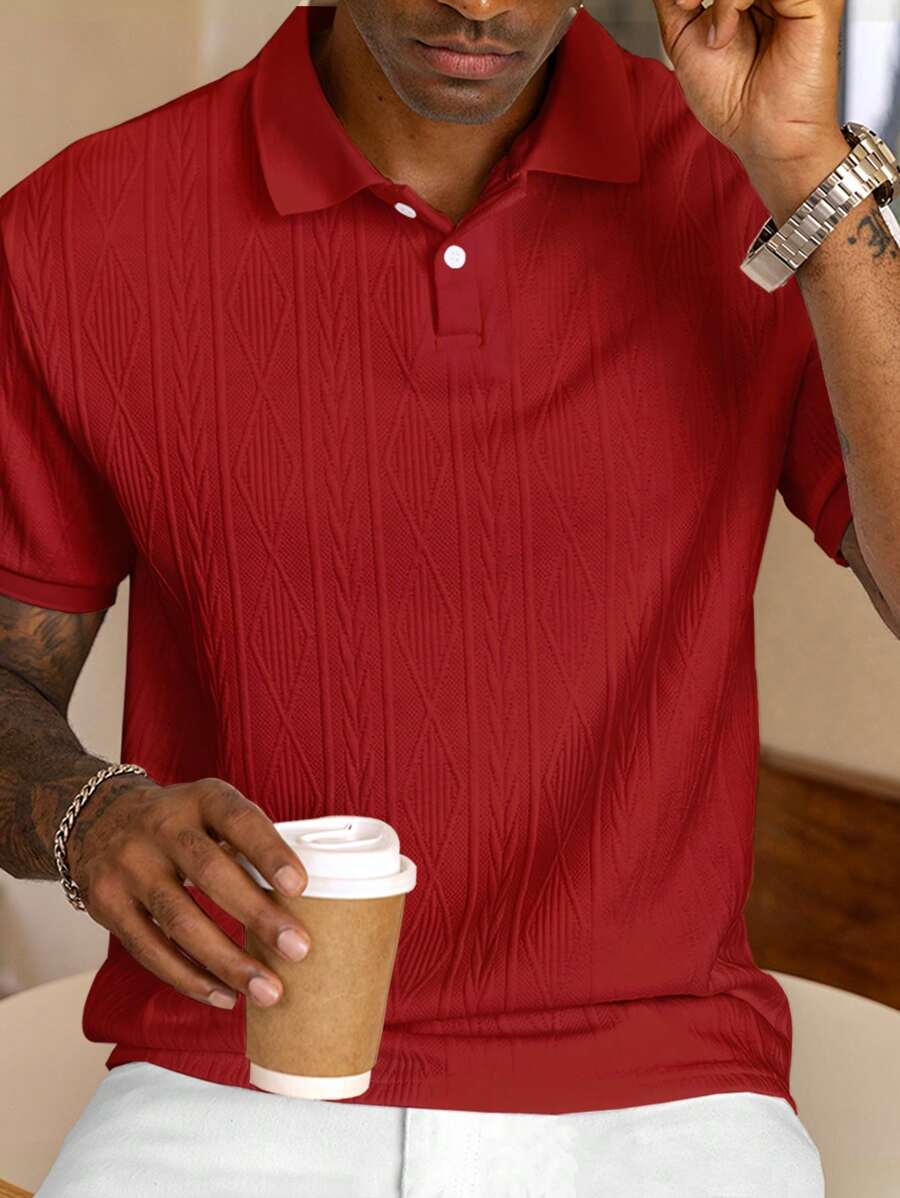 Polo d'été pour homme à boutons en maille extensible, coupe classique