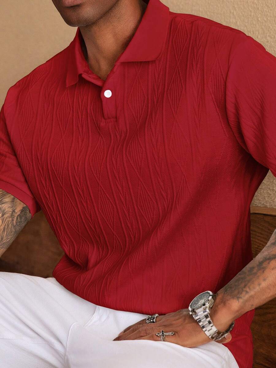 Polo d'été pour homme à boutons en maille extensible, coupe classique