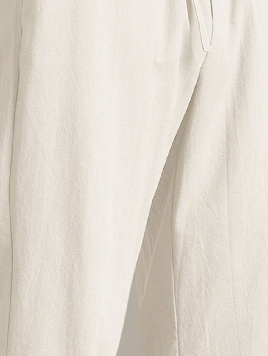 Pantalon d'été en coton pour homme à coupe fuselée avec cordon de taille