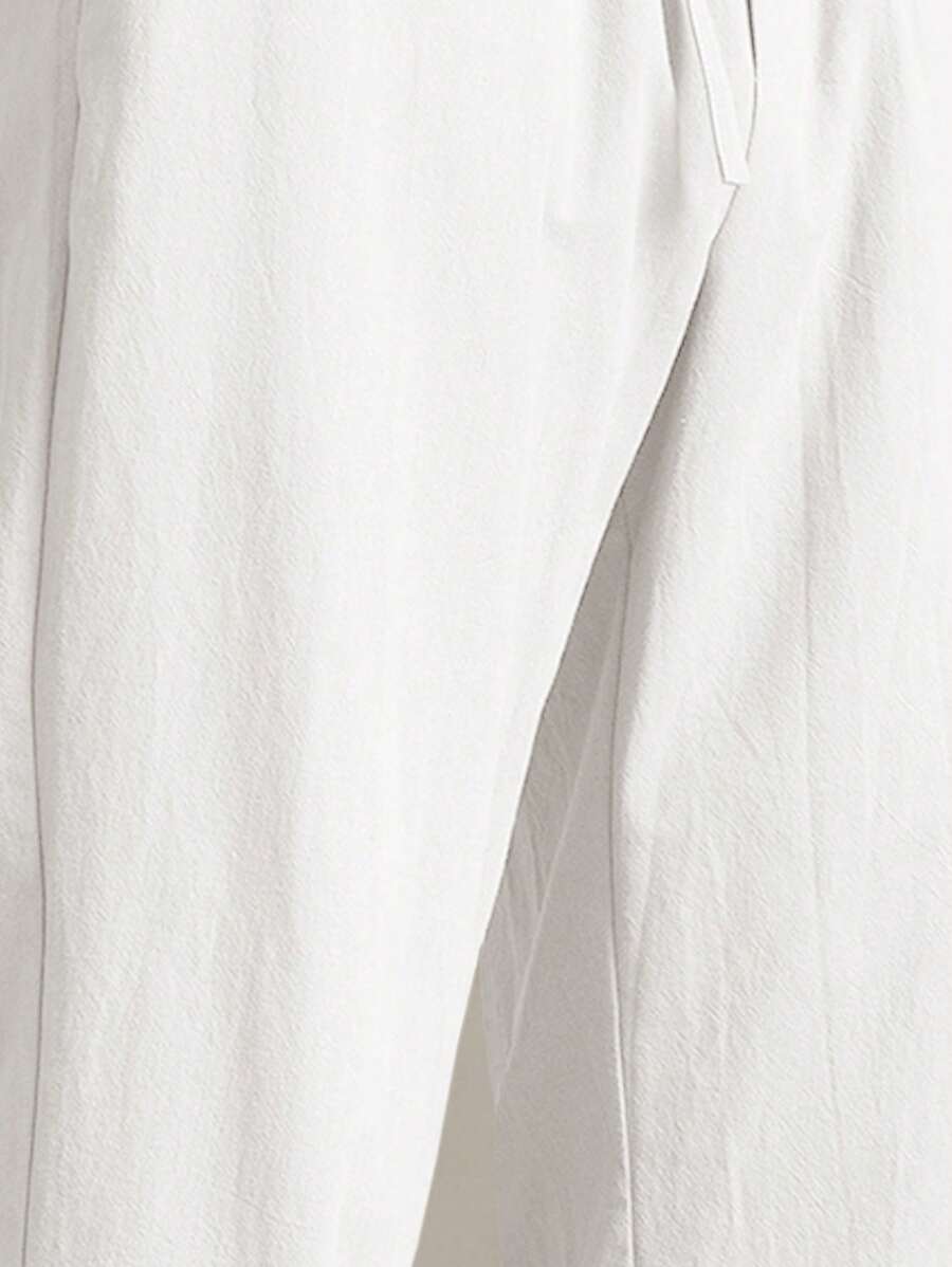 Pantalon d'été en coton pour homme à coupe fuselée avec cordon de taille