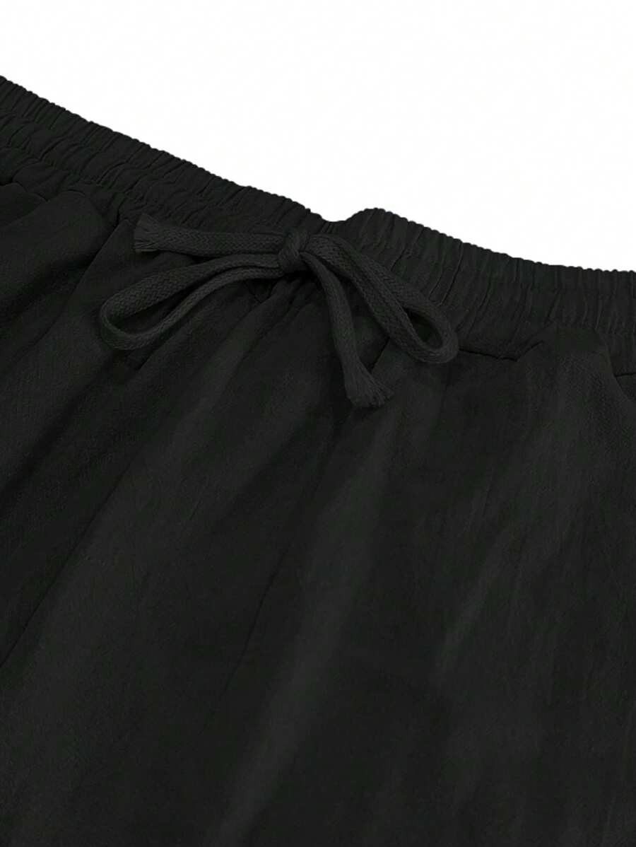 Pantalon en lin léger pour homme à jambes droites avec taille élastique et cordon
