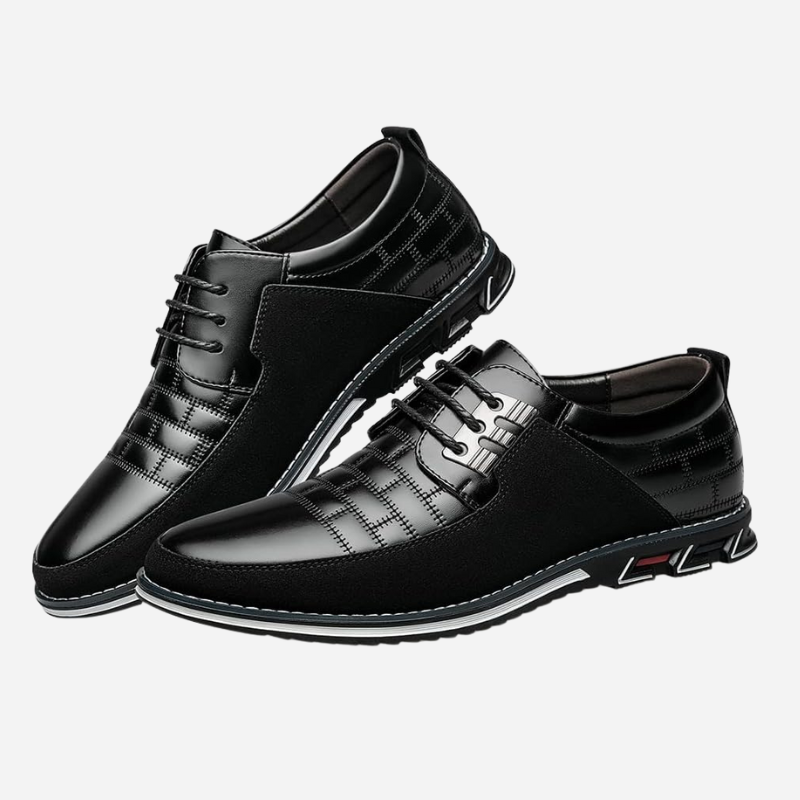 Chaussures homme en cuir perforé respirant avec semelle souple