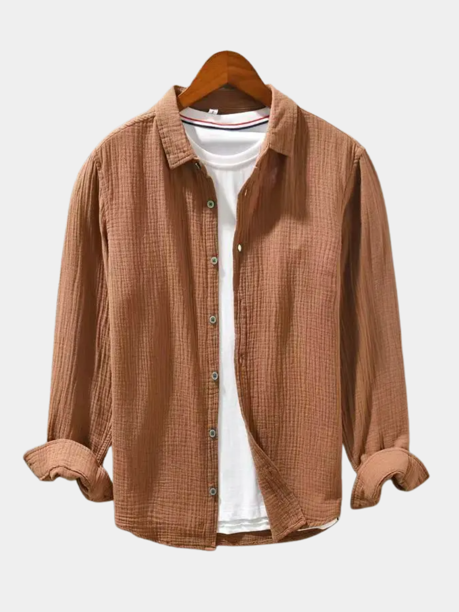 Chemise en coton doux à coupe décontractée pour homme, fermeture à boutons