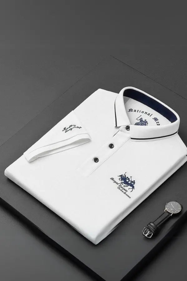 Polo à col mao pour homme en tissu léger et respirant