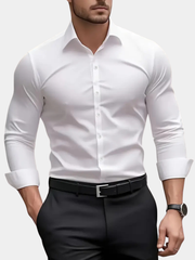Chemise à manches longues coupe slim pour homme avec col structuré