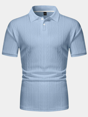 Polo d'été pour homme à boutons en maille extensible, coupe classique