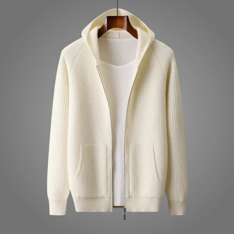 Sweat à capuche en laine mérinos pour homme avec texture en nid d'abeille