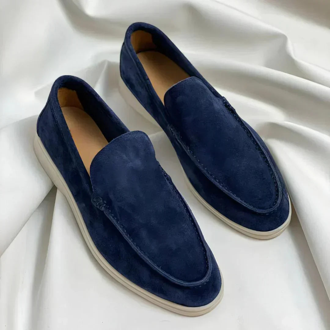Mocassins en cuir velours pour homme à la surface veloutée et à la forme épurée