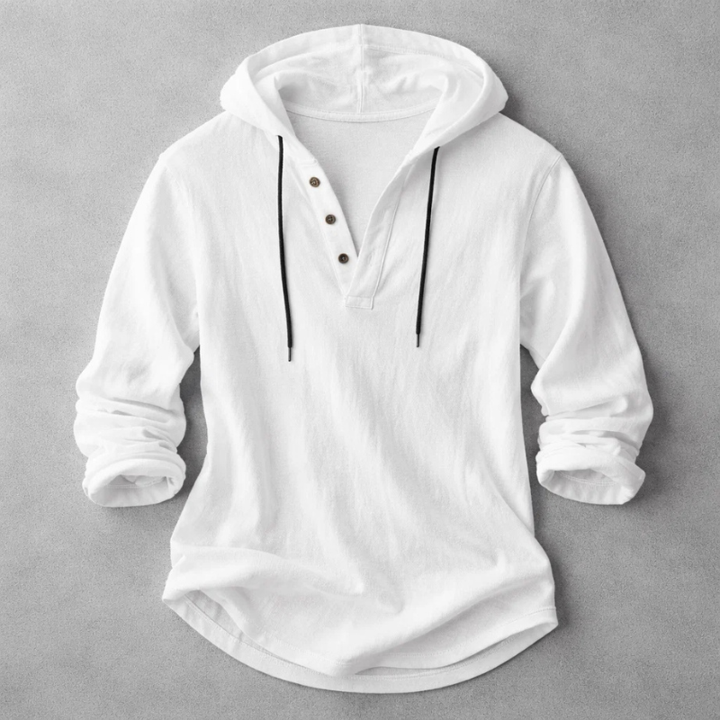 Chemise à capuche pour homme en coton et lin à coupe détendue