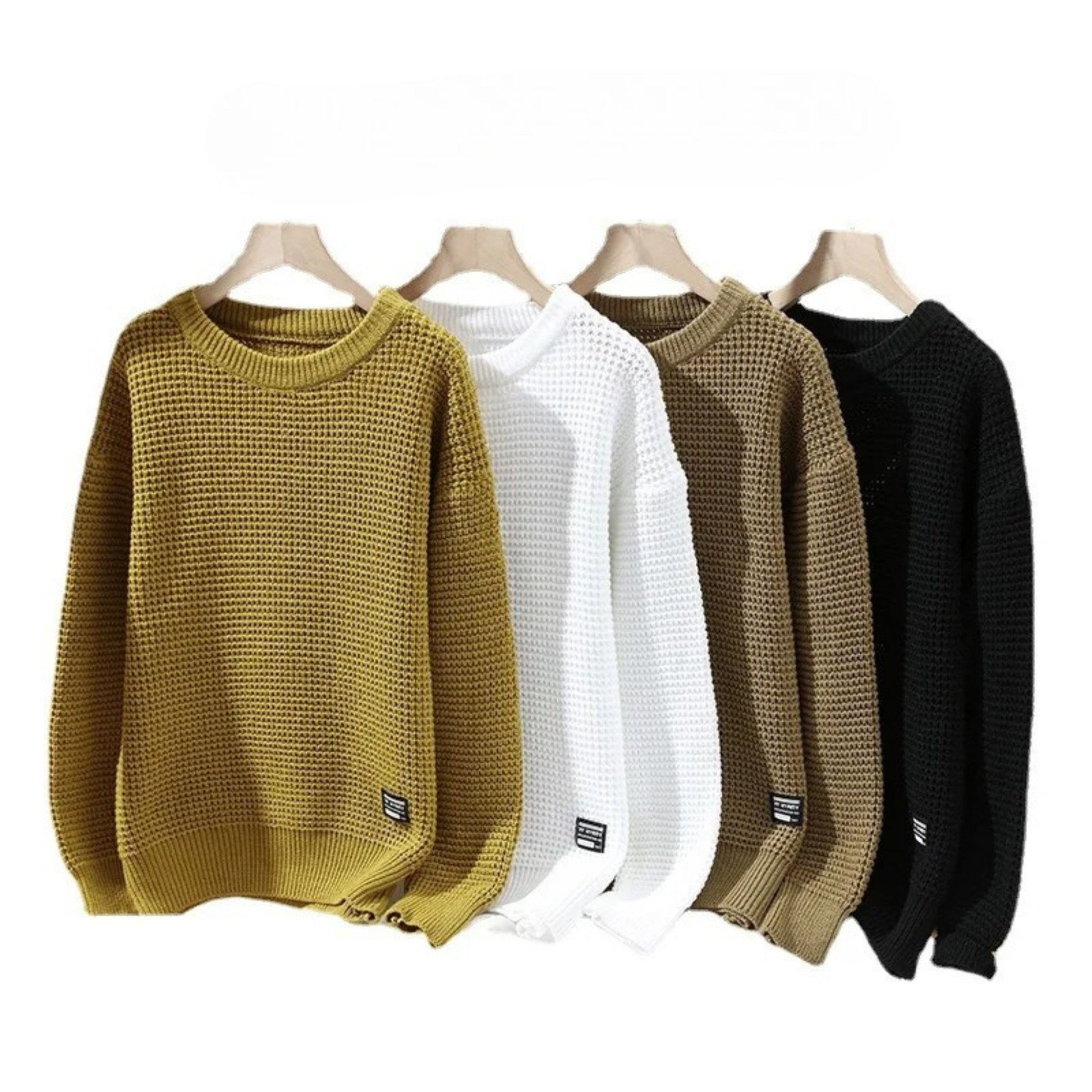 Pull homme en maille nid d'abeille avec col, poignets et ourlet côtelés