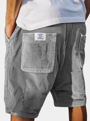 Short en velours côtelé pour homme à coupe décontractée avec taille élastique