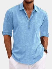 Chemise homme légère et fluide à col ouvert, coupe épurée
