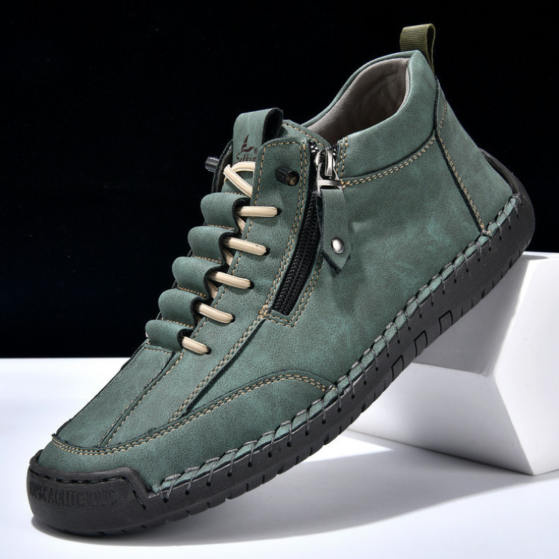 Chaussures en nubuck pour homme avec fermeture éclair latérale et semelle en caoutchouc
